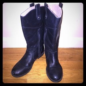 Zara Girls Blk Leather Riding Boot. Sz5.